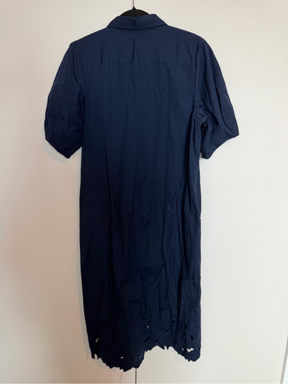 J. Crew A-line Button up Poplin Short-Sleeve Shirt Dress with Embroidered Hem - Picture 4 of 7